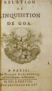 Relation de l`Inquisition de Goa, Charles Dellon, 1688 courte