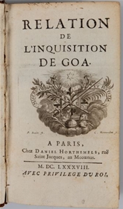 Relation de l`Inquisition de Goa, Charles Dellon, 1688, éd. orig. longue